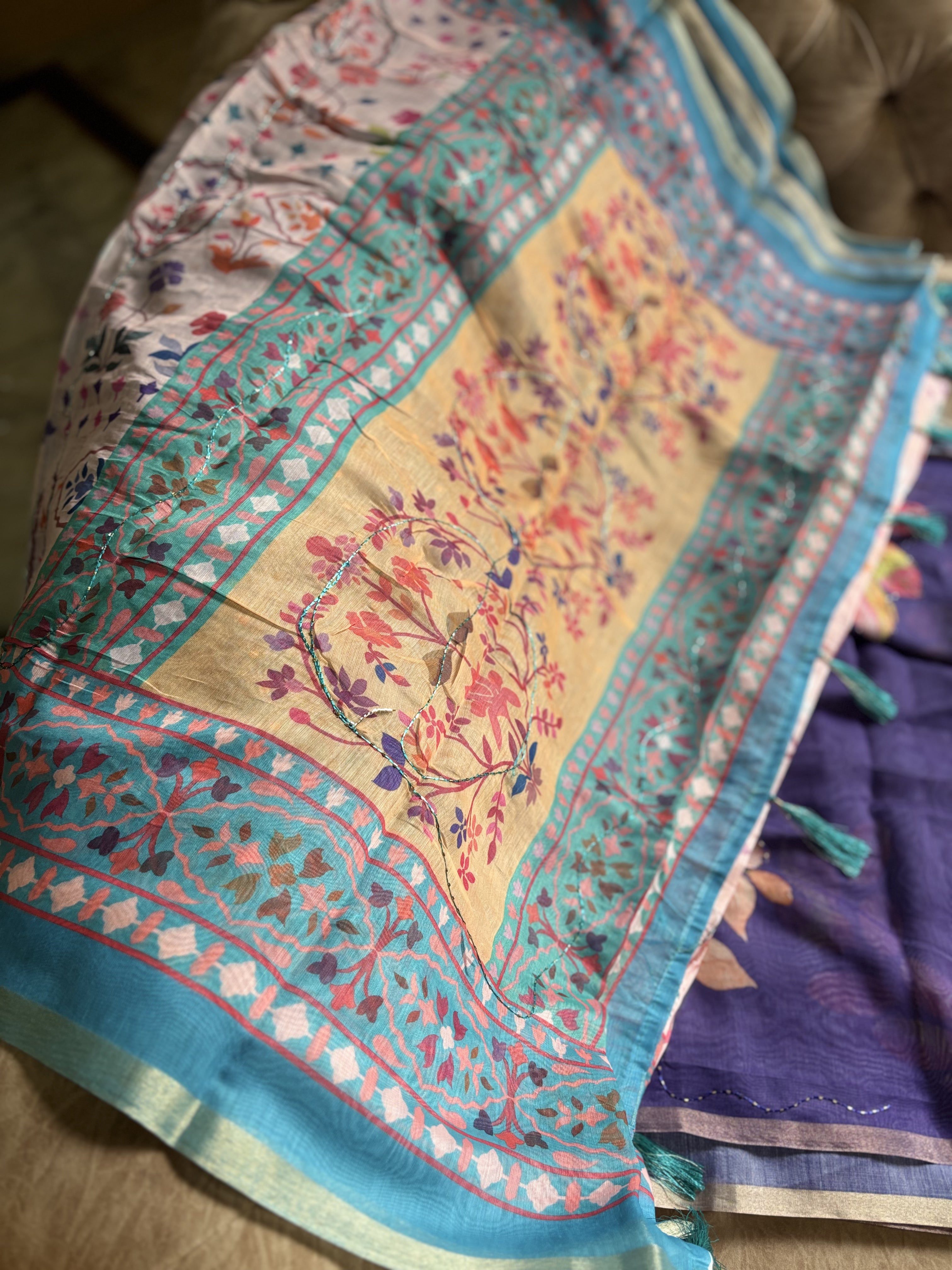 Blush Linen Organza saree