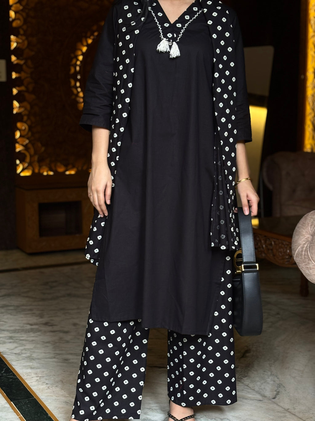 Black Dabu Cotton Suit