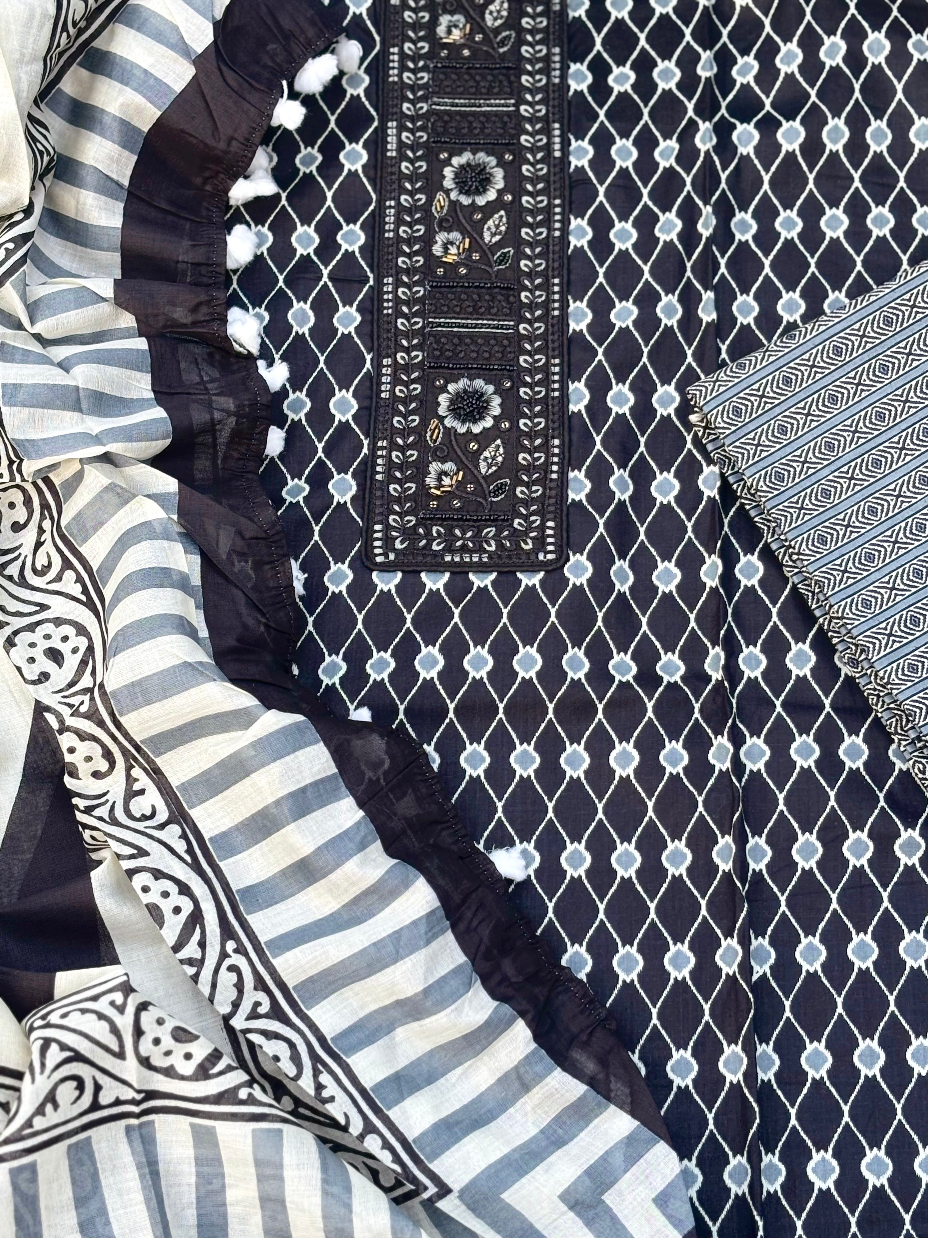 Black unstitched suit