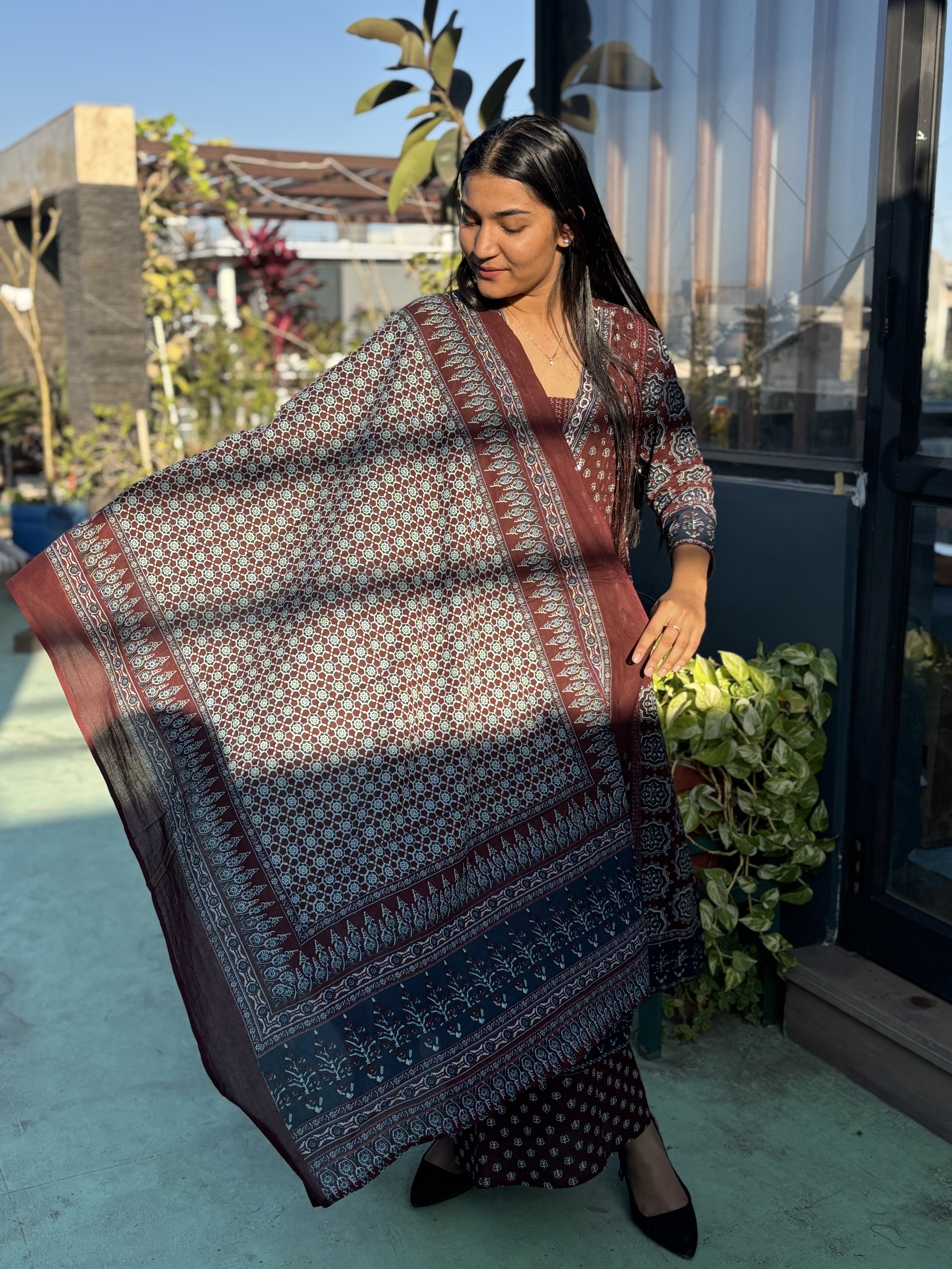 cotton A line suit set