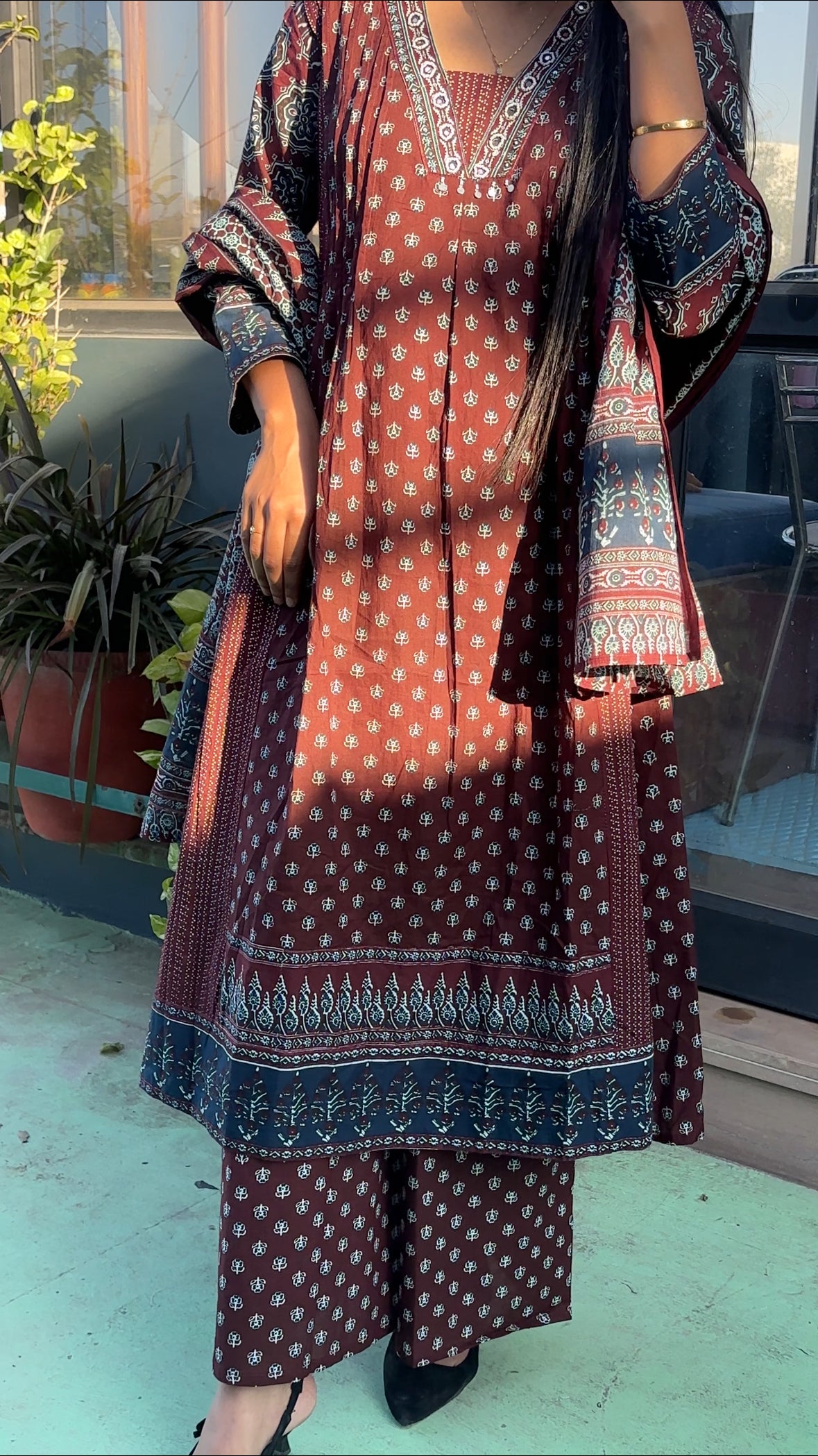 cotton A line suit set