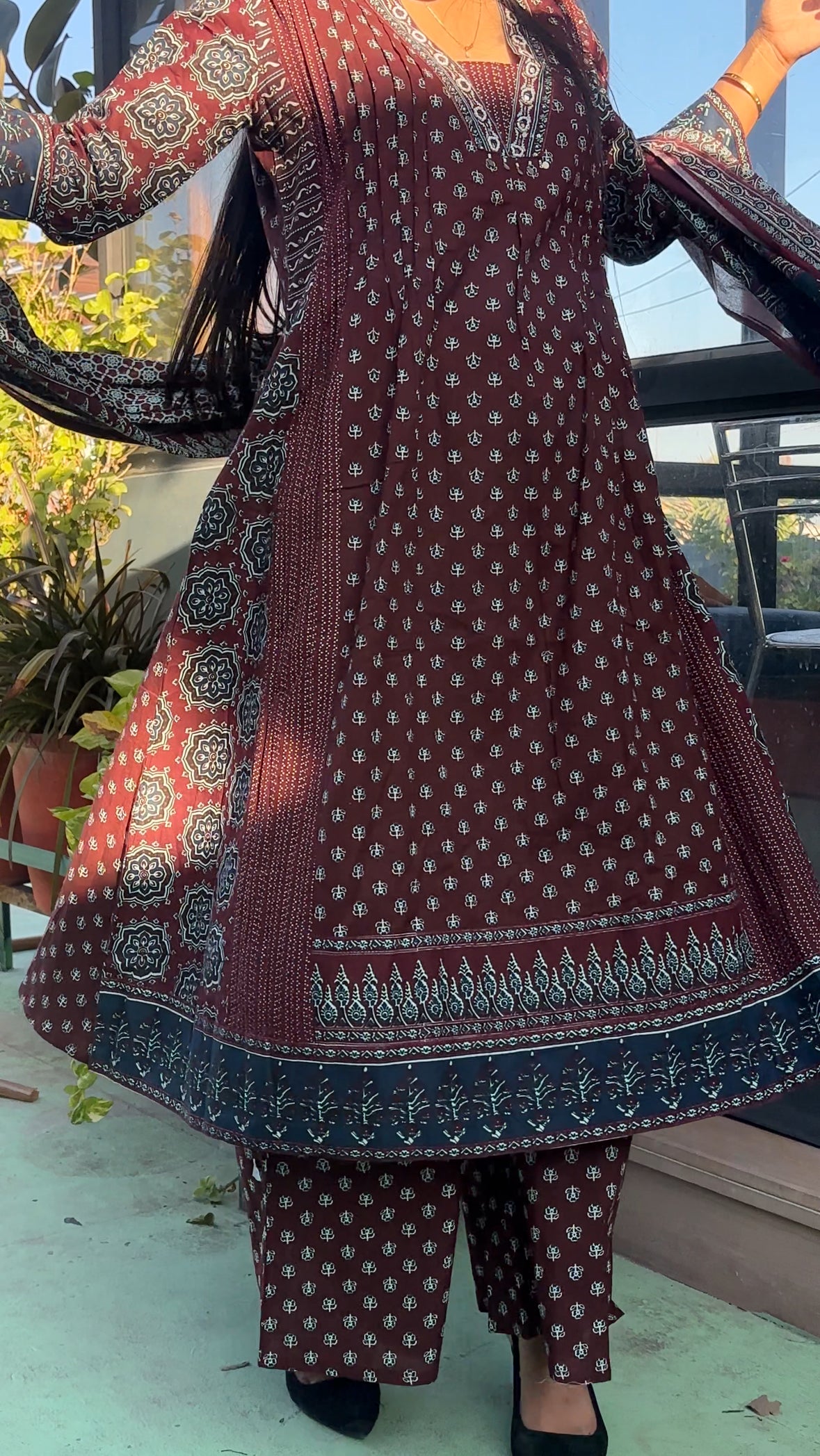 cotton A line suit set