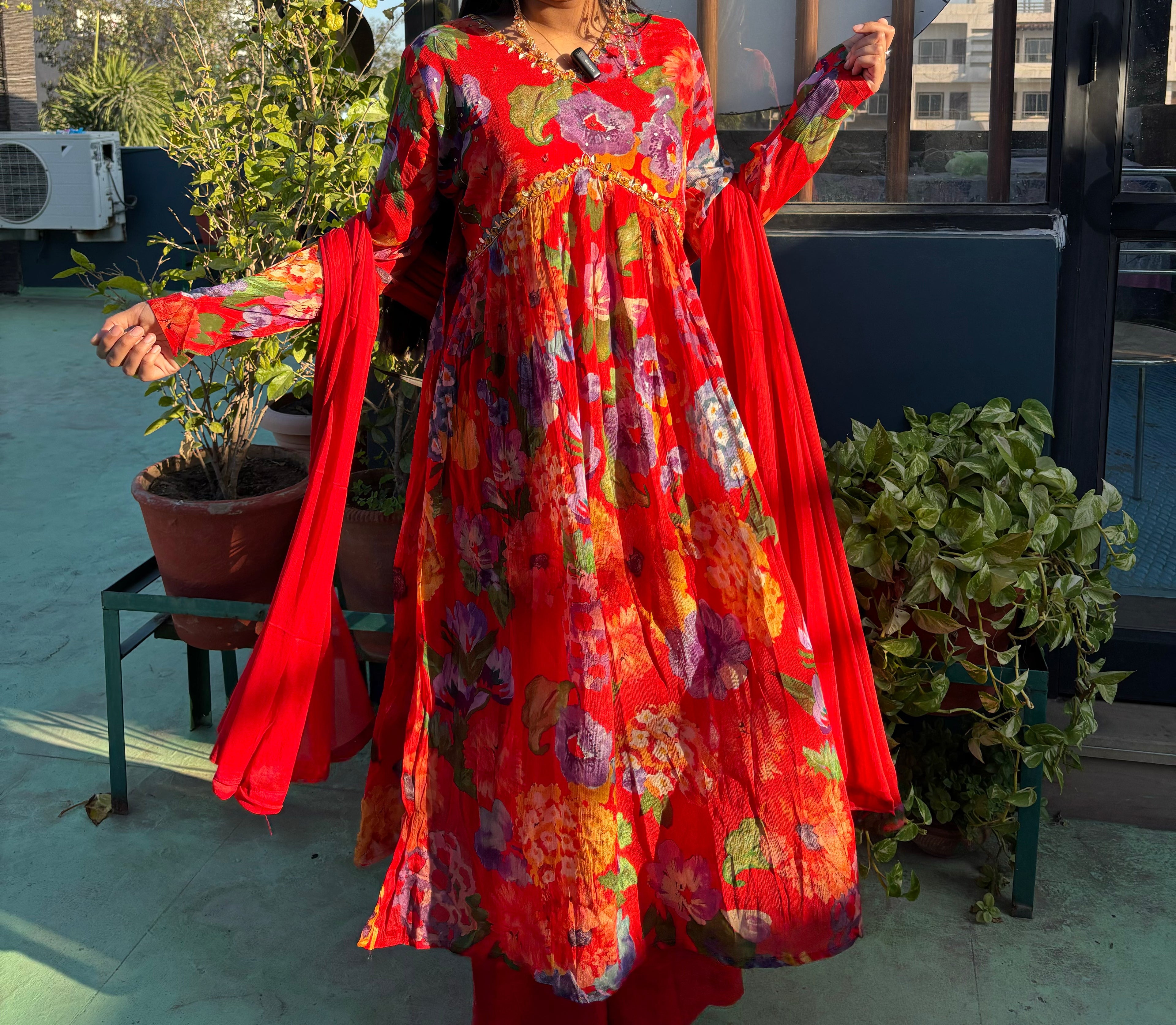 Orange Alia Cut Suit Set