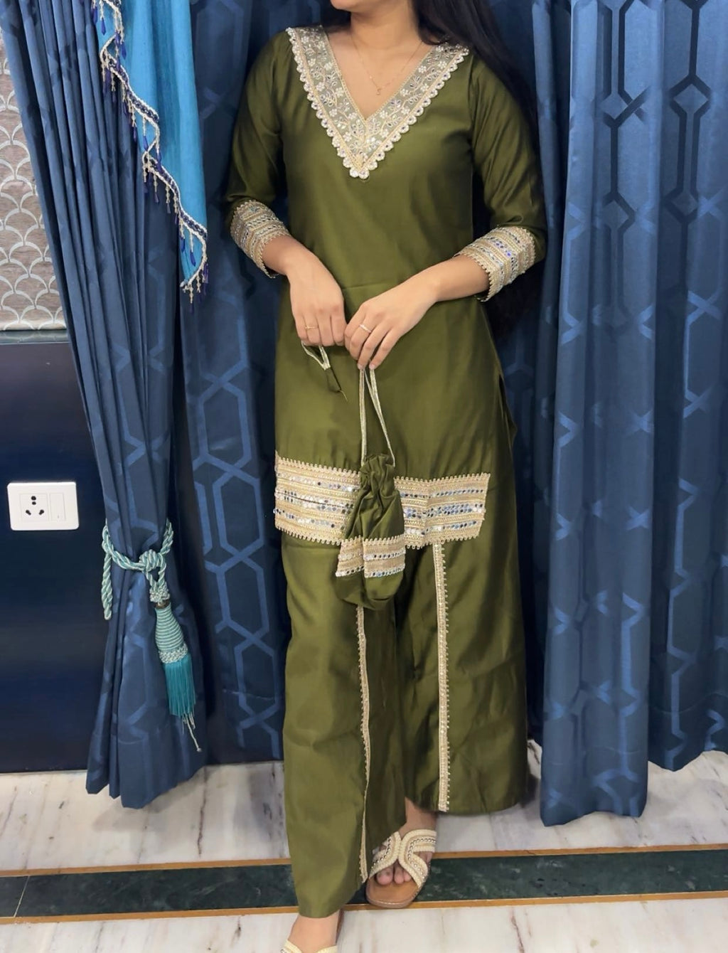 OLIVE POTLI CORD SET