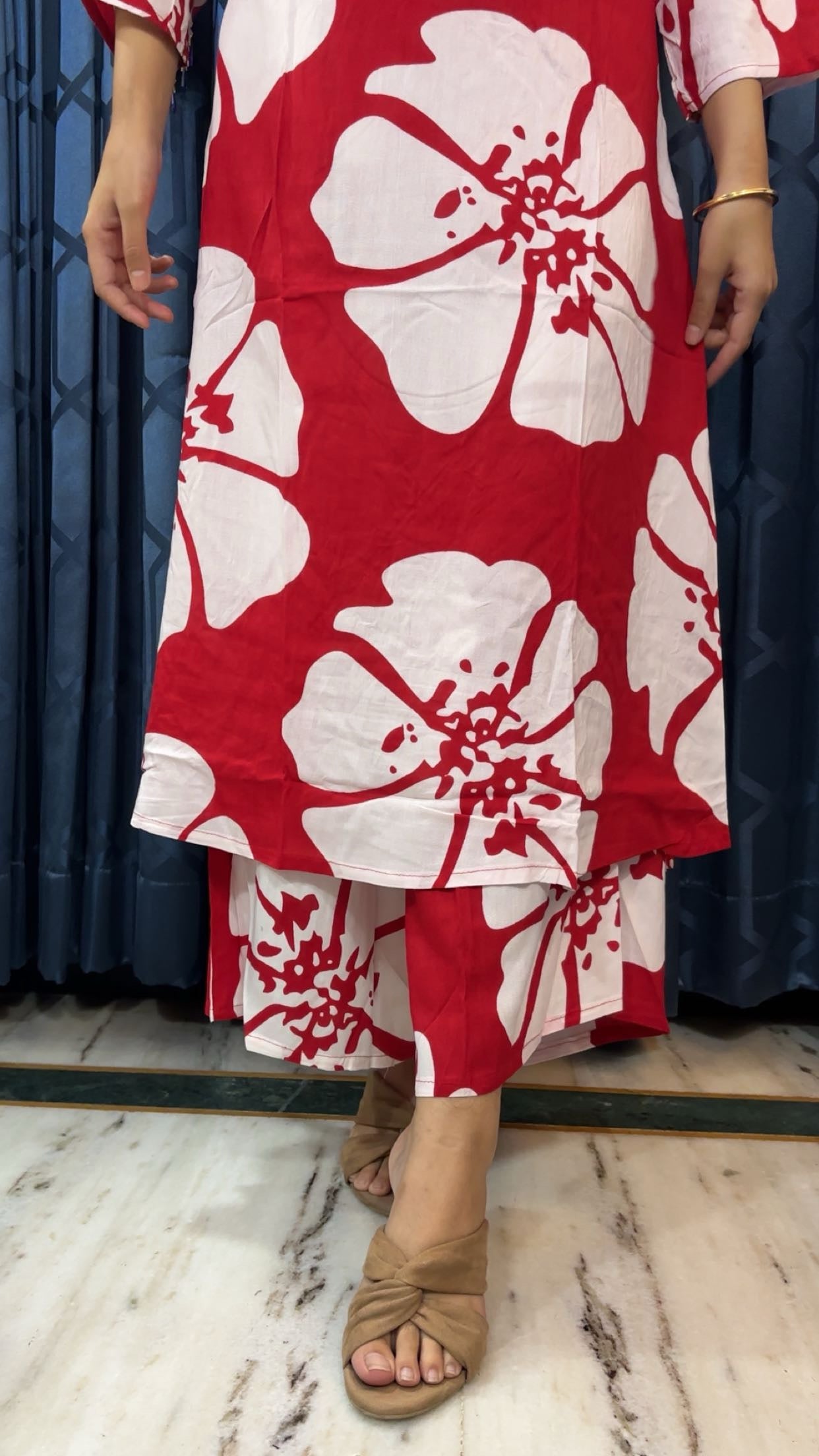 Rayon Cord Set - Red Floral