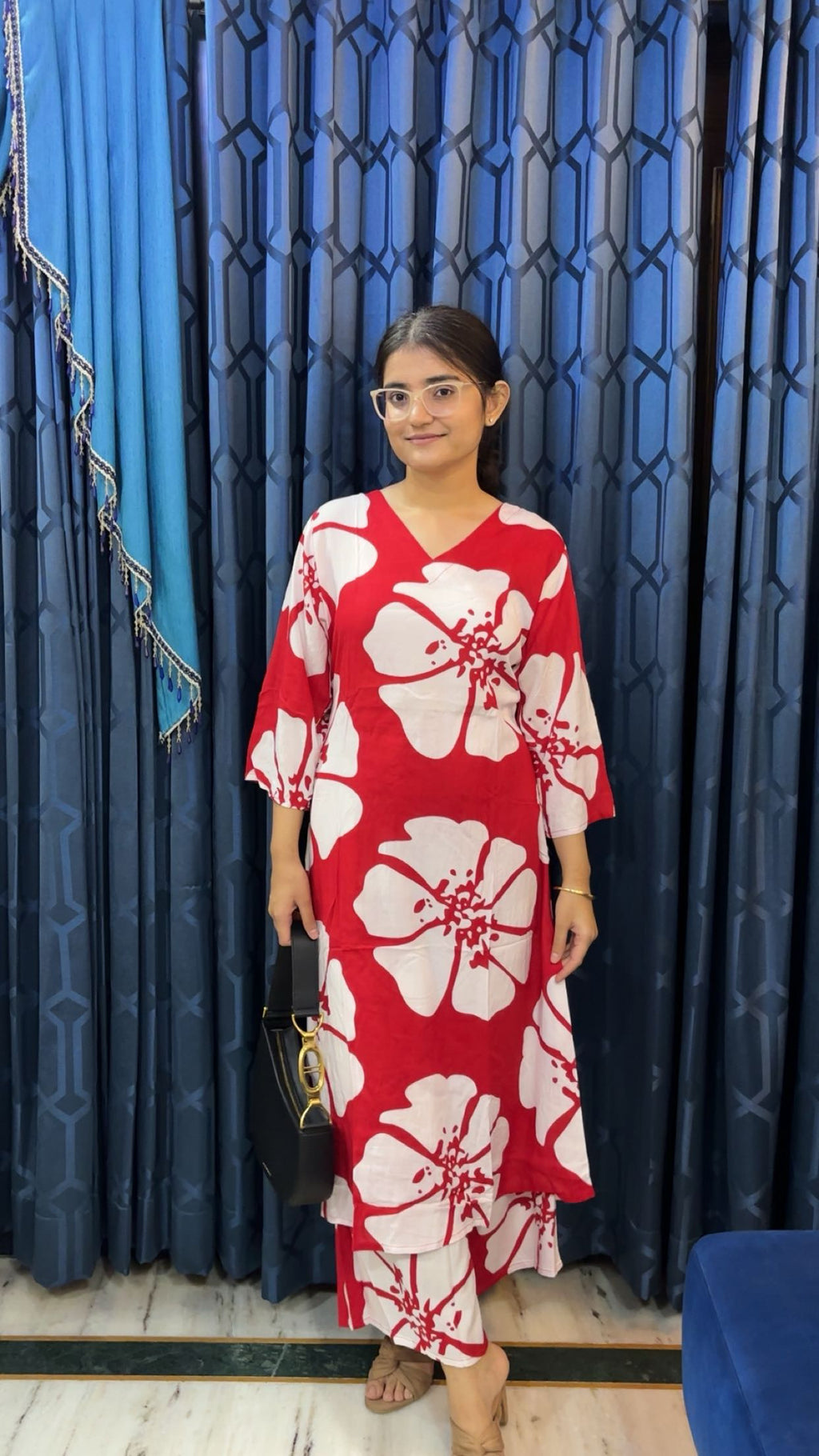 Rayon Cord Set - Red Floral