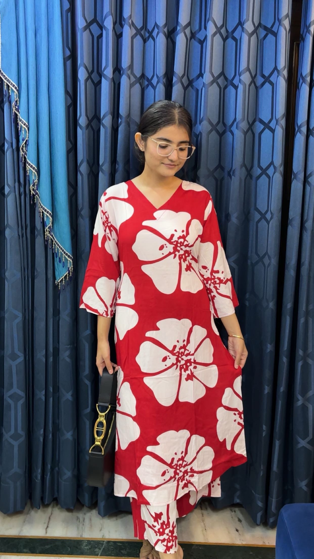 Rayon Cord Set - Red Floral