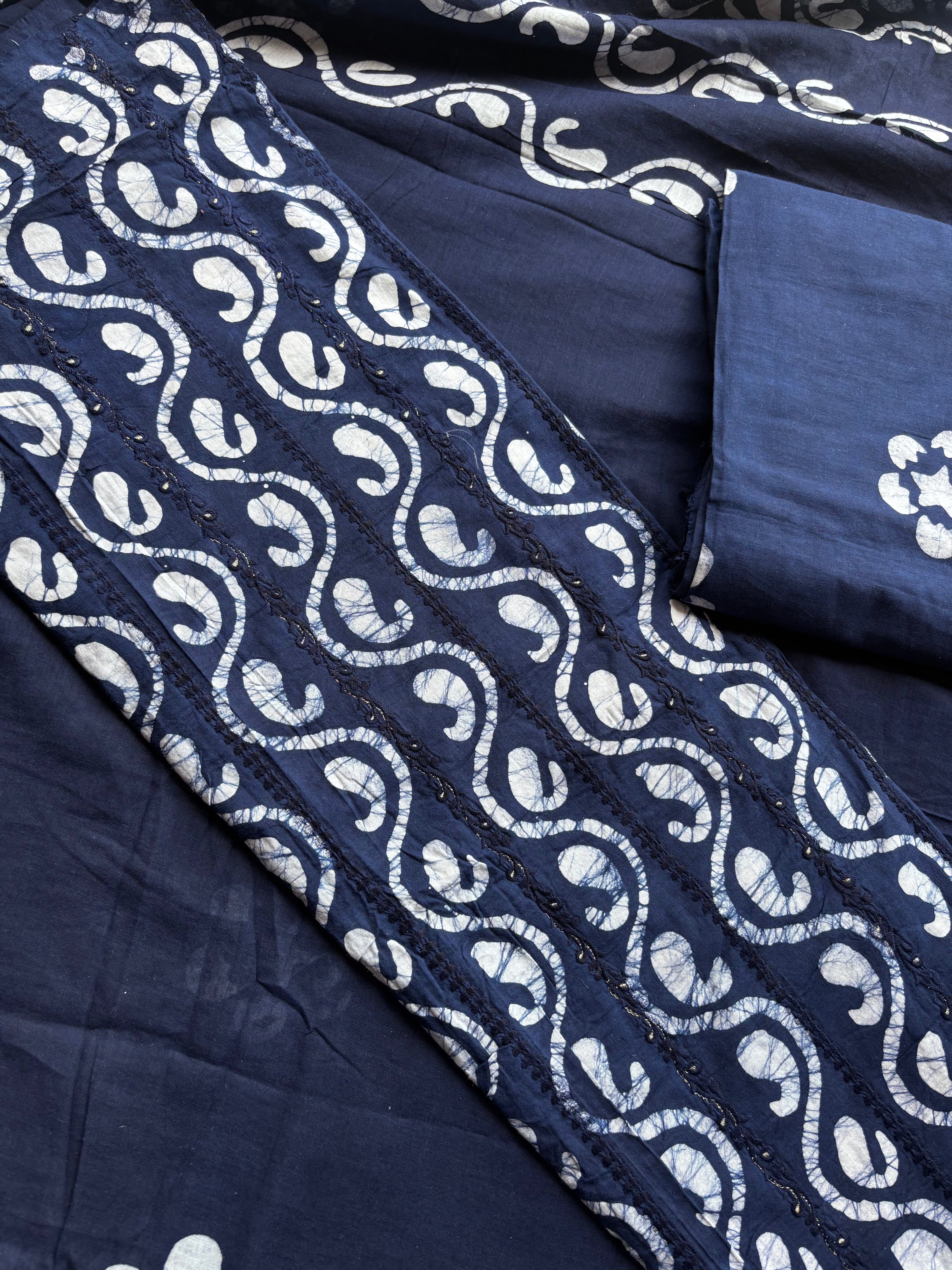 Navy Blue Pure Cotton Unstitched