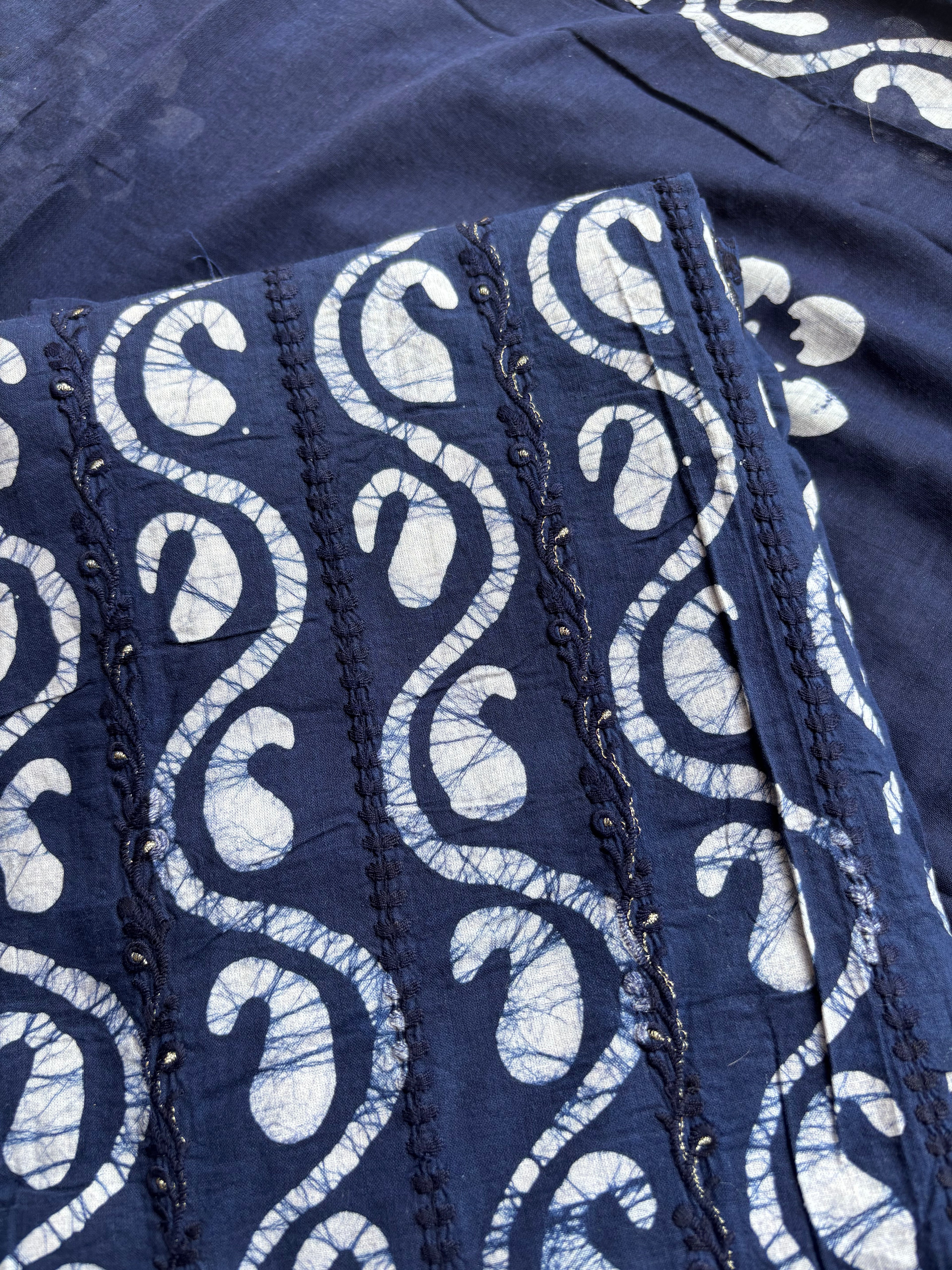 Navy Blue Pure Cotton Unstitched