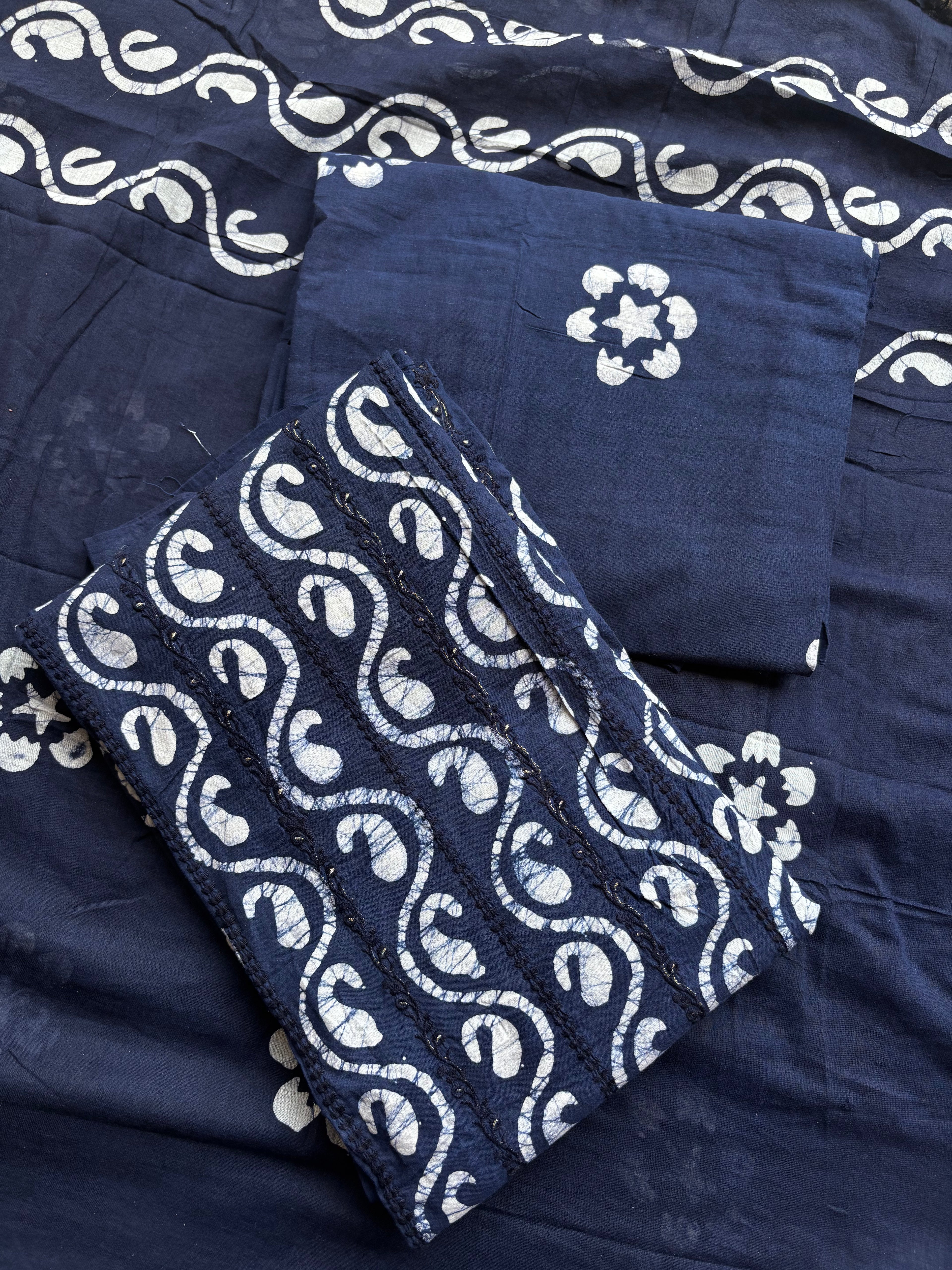 Navy Blue Pure Cotton Unstitched