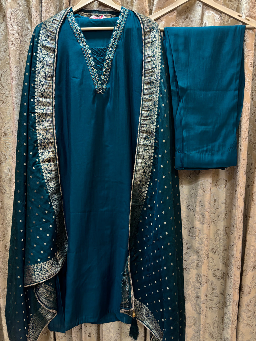 Teal Blue V neck