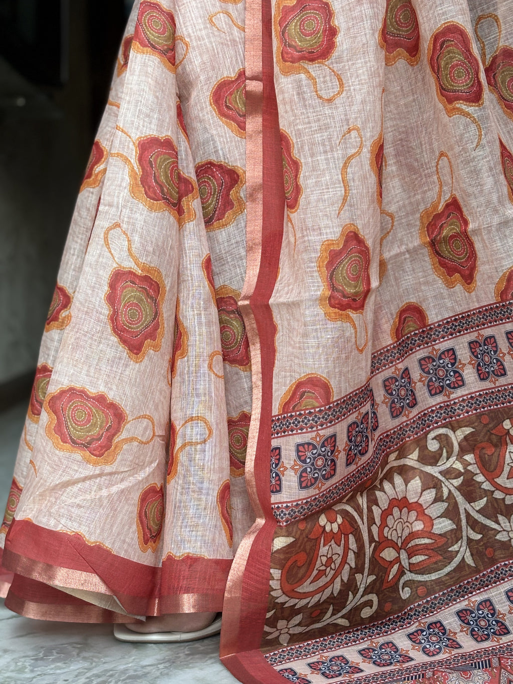 gulnaar cotton linen saree