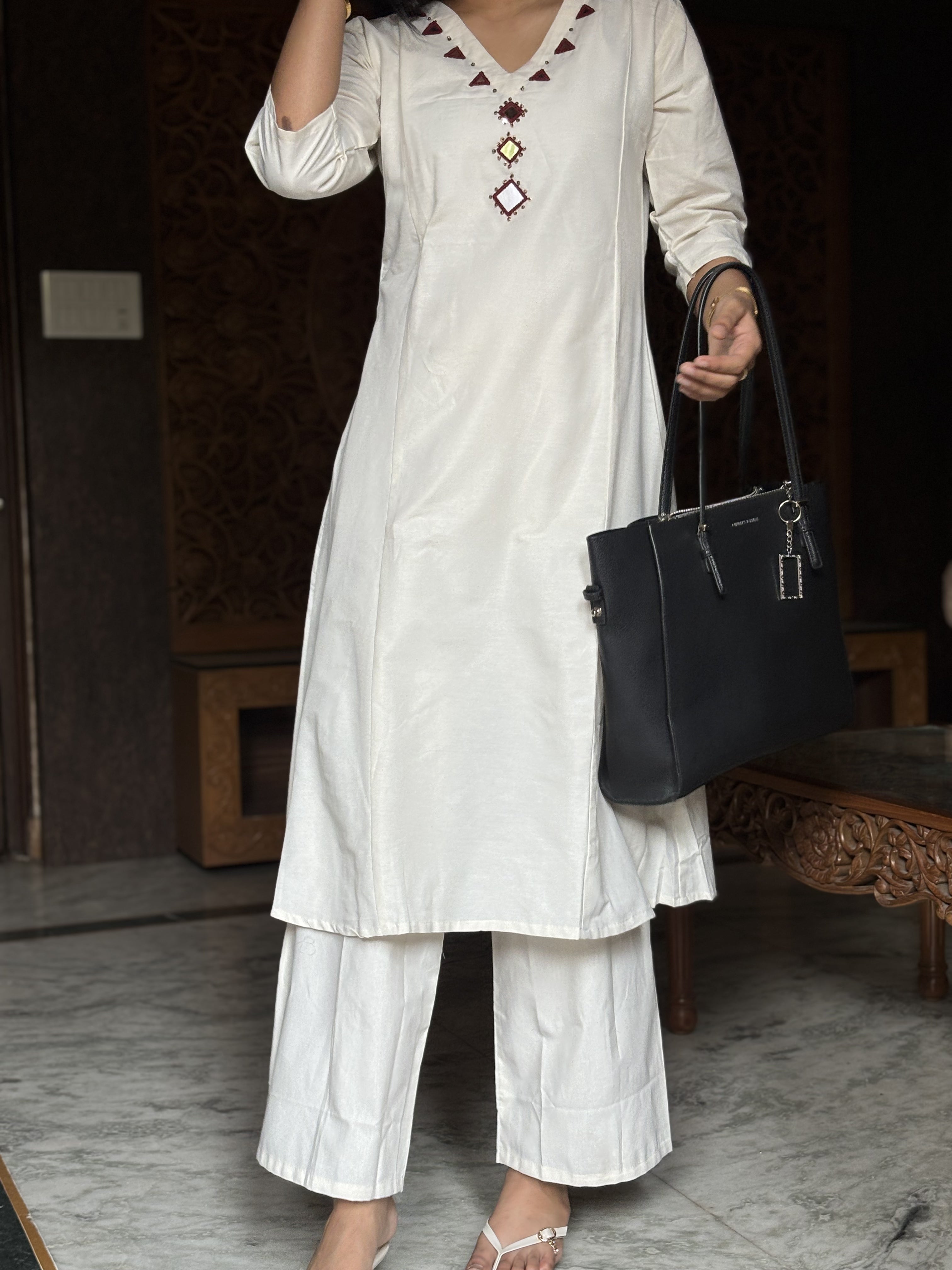 white khadi cord set