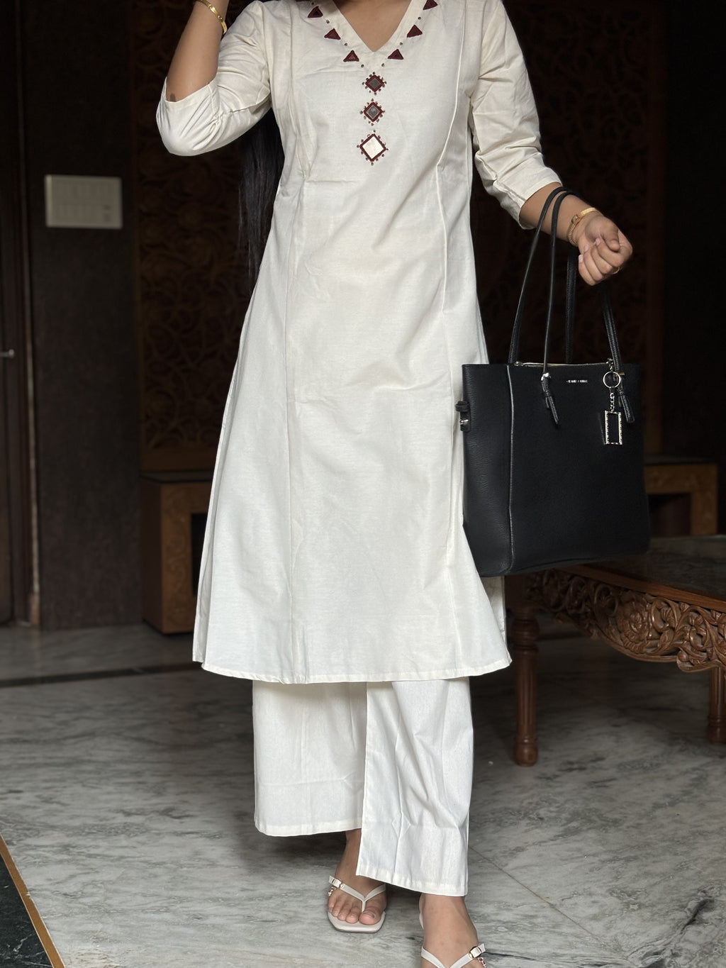 white khadi cord set