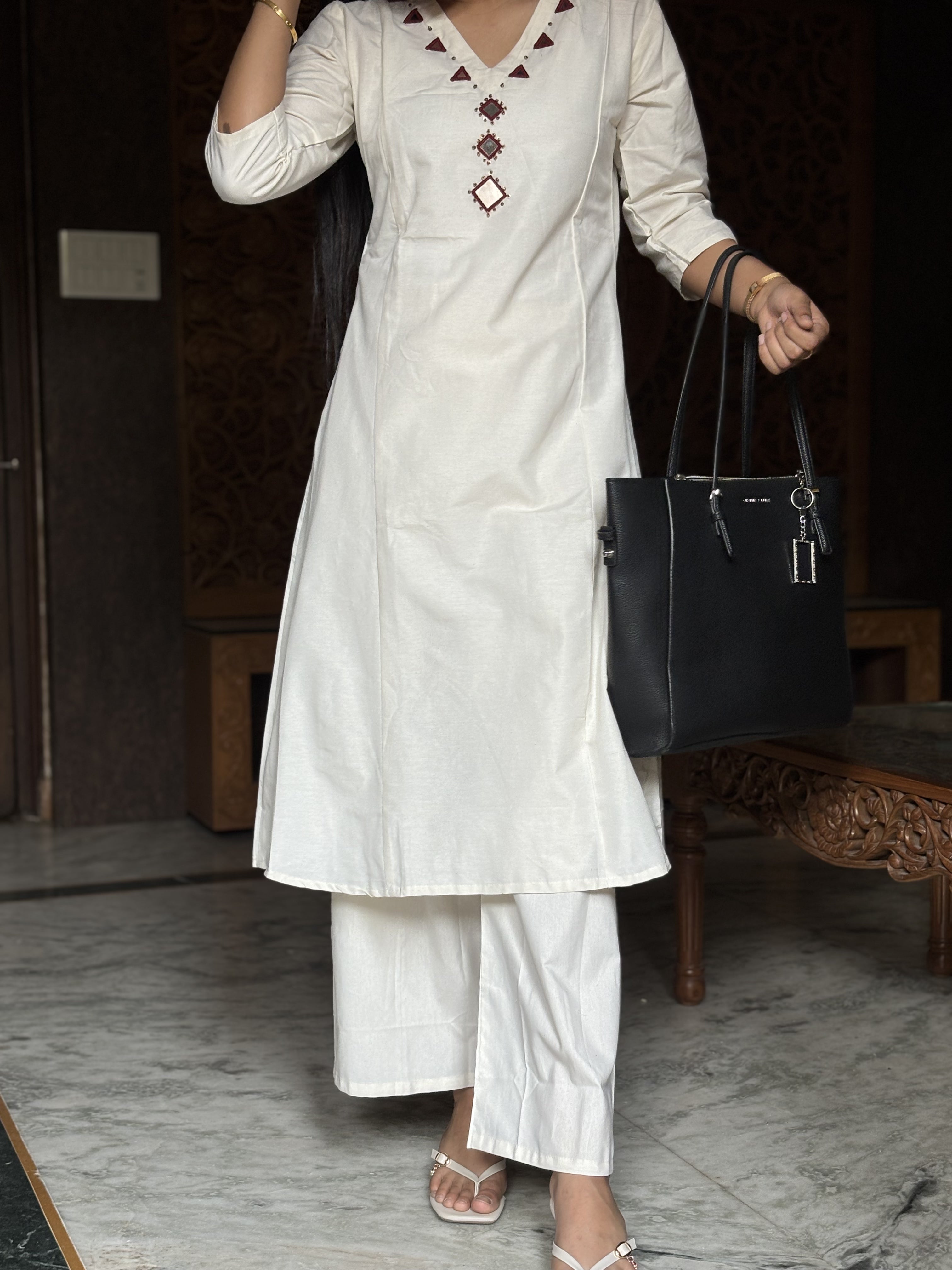 white khadi cord set