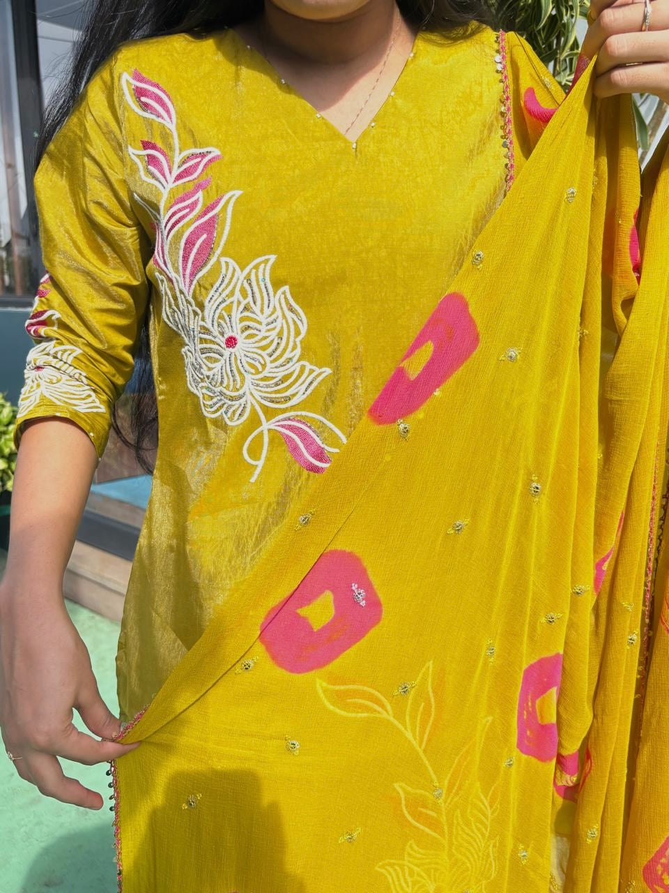 mustard rani suit set